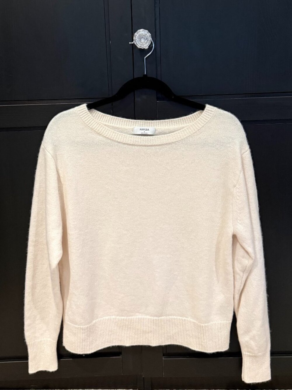 Artizia Cashmere Relaxed Boatneck Sweater in Whisper White
